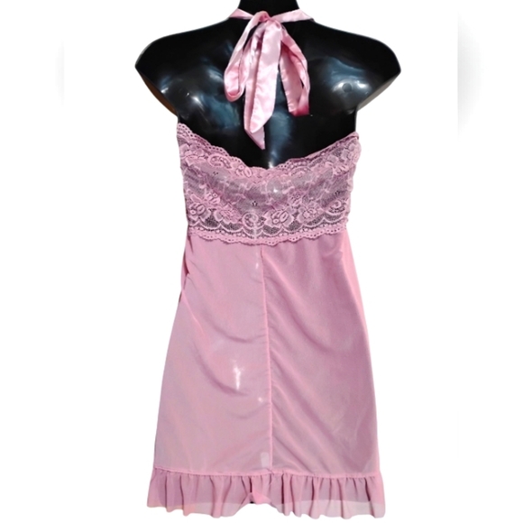 AVIDLOVE | Pink Lace Barbiecore Babydoll Lingerie | Satin Bow Sheer Nightyfairy - Picture 5 of 10